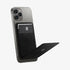 AMP02835 - Universal Card Holder Smart Fold in gunmetal showing the front attached to the back of a device